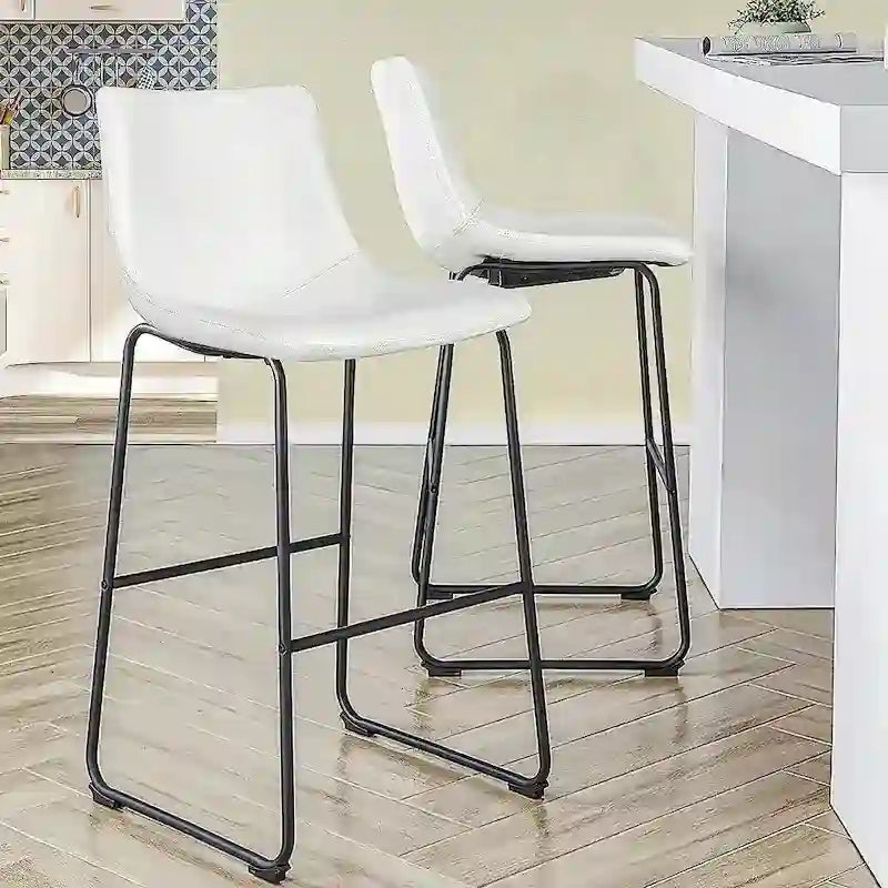 Faux Leather Counter Stool Vintage Barstools, 30 Inch, Set of 2