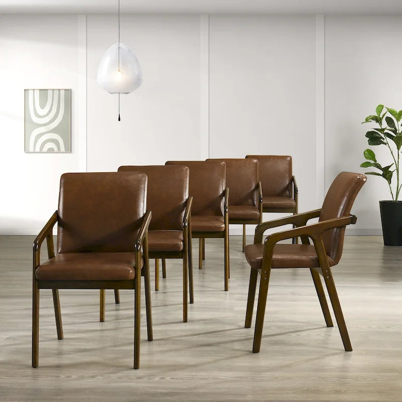 Simple Rustic Upholstered Dining Chair (Set of 6)