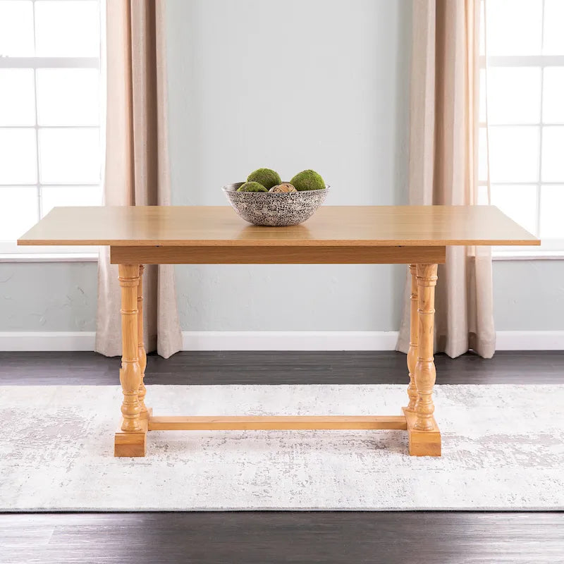 Furniture Eddlewood Farmhouse Drop Leaf Trestle Console to Dining Table