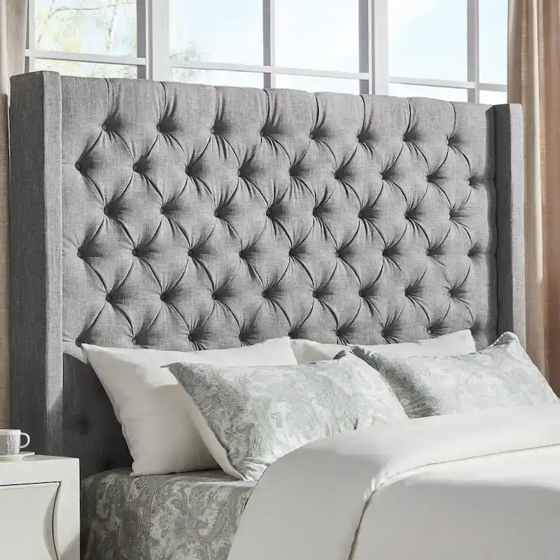 Button-Tufted Wingback Upholstered Headboard