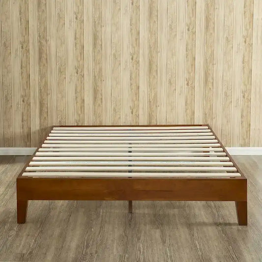 12-Inch King-Size Platform Bed – Brown Wood Finish