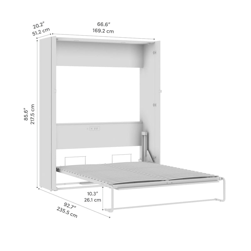 High-Gloss Murphy Bed with Storage and LED Lighting