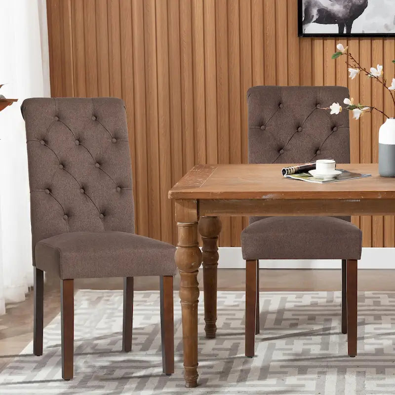 Tufted Parsons Dining Side Chairs ,Upholstered Fabric Dining Chairs Kitchen Chairs with Padded Seat(Set Of 2) - set of 2