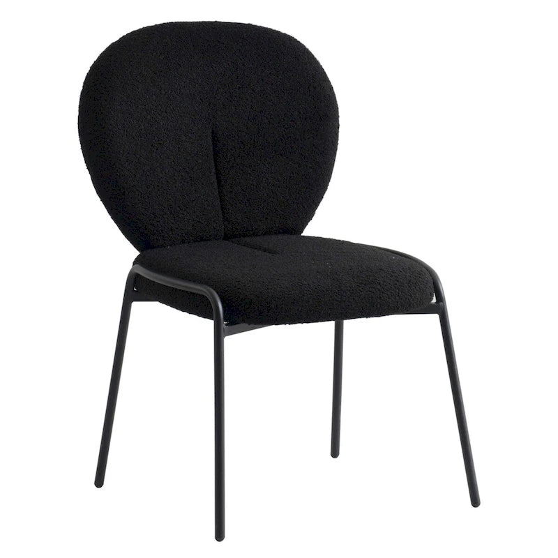 Boucle Fabric Dining Side Chair with Iron Frame