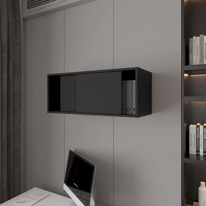 Floating Cabinet with Sliding Door,Black