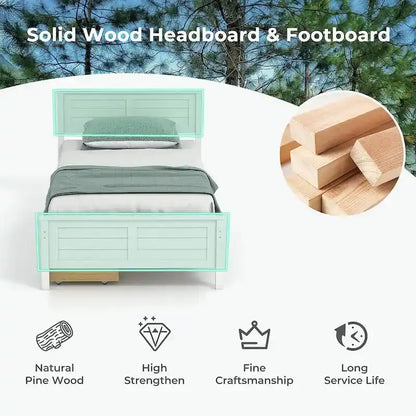 Twin/Full Size Wooden Bed Frame w/ 2 Storage Drawers & Under-bed