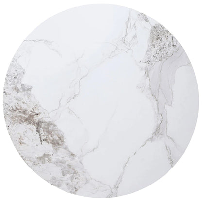 Round Dining Table with Reeded Base, White Sintered Stone 53 Inch
