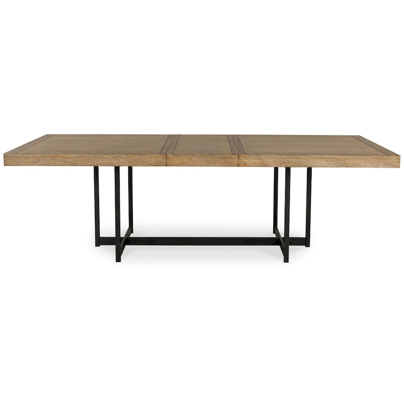 Dining Table, Extension Leaf, Rectangular Brown Wood 80-98 Inch