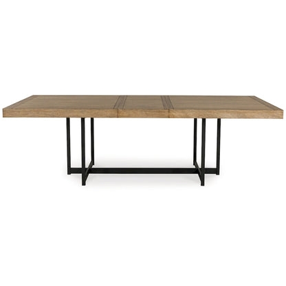 Dining Table, Extension Leaf, Rectangular Brown Wood 80-98 Inch