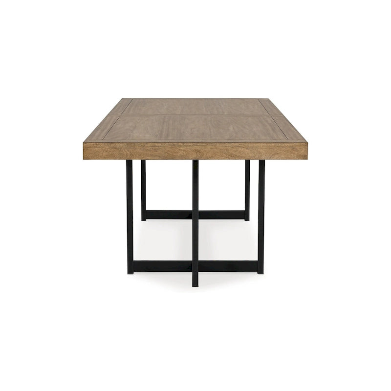 Dining Table, Extension Leaf, Rectangular Brown Wood 80-98 Inch