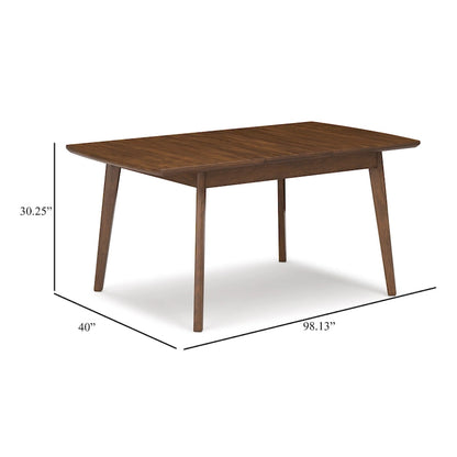 Dining Table, Extension Leaf, Rectangular Brown Wood 80-98 Inch
