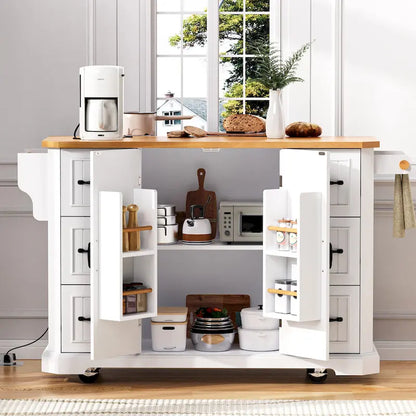 56 Inch Kitchen Island With Rubber Wood Veneer Drop Leaf(no include stool)