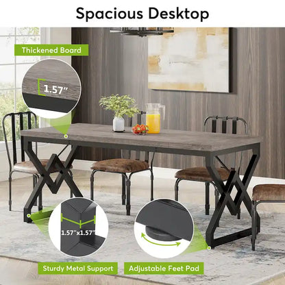 63-inch Executive Desk with Metal Frame, Modern Office Computer Desk for Home Office