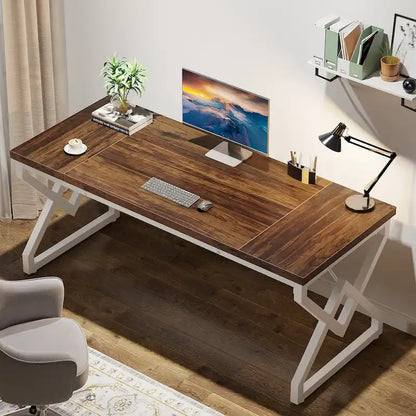 63-inch Executive Desk with Metal Frame, Modern Office Computer Desk for Home Office