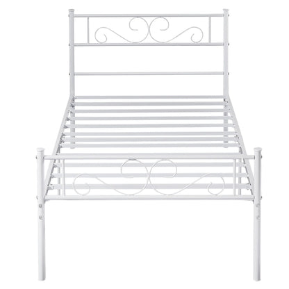Modern Platform Bed Frame with Premium Graceful Scroll Headboard Twin/Full/Queen
