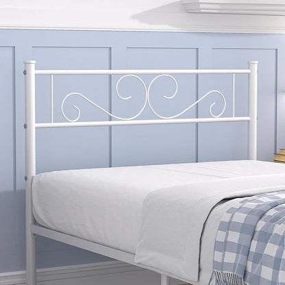 Modern Platform Bed Frame with Premium Graceful Scroll Headboard Twin/Full/Queen