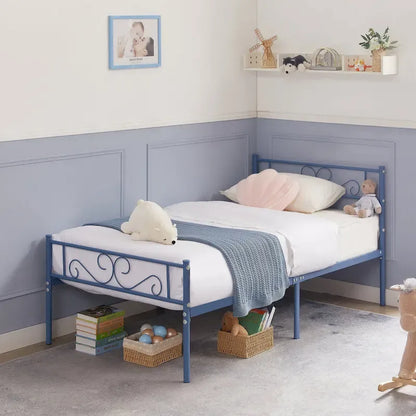 Modern Platform Bed Frame with Premium Graceful Scroll Headboard Twin/Full/Queen