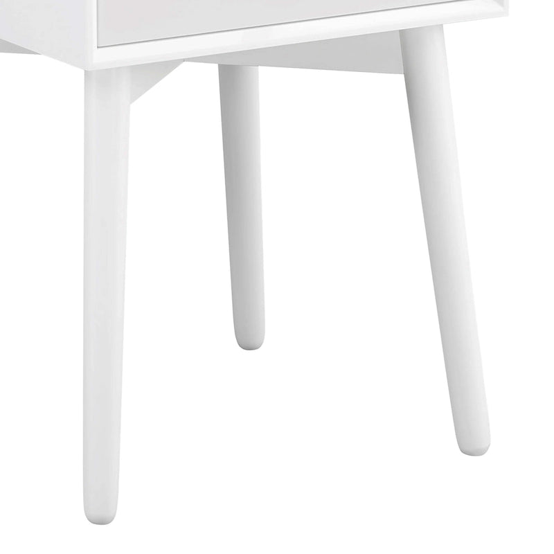 Mid-Century Modern Wood 2-Drawer Compact Nightstand Side Table