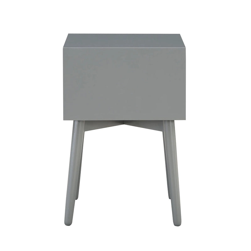 Mid-Century Modern Wood 2-Drawer Compact Nightstand Side Table