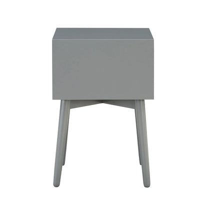Mid-Century Modern Wood 2-Drawer Compact Nightstand Side Table