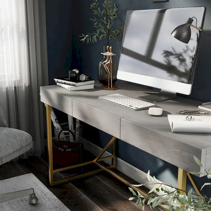 Vaiz Modern 60-inch Metal 3-Drawer Computer Desk with Drawers by Furniture of America