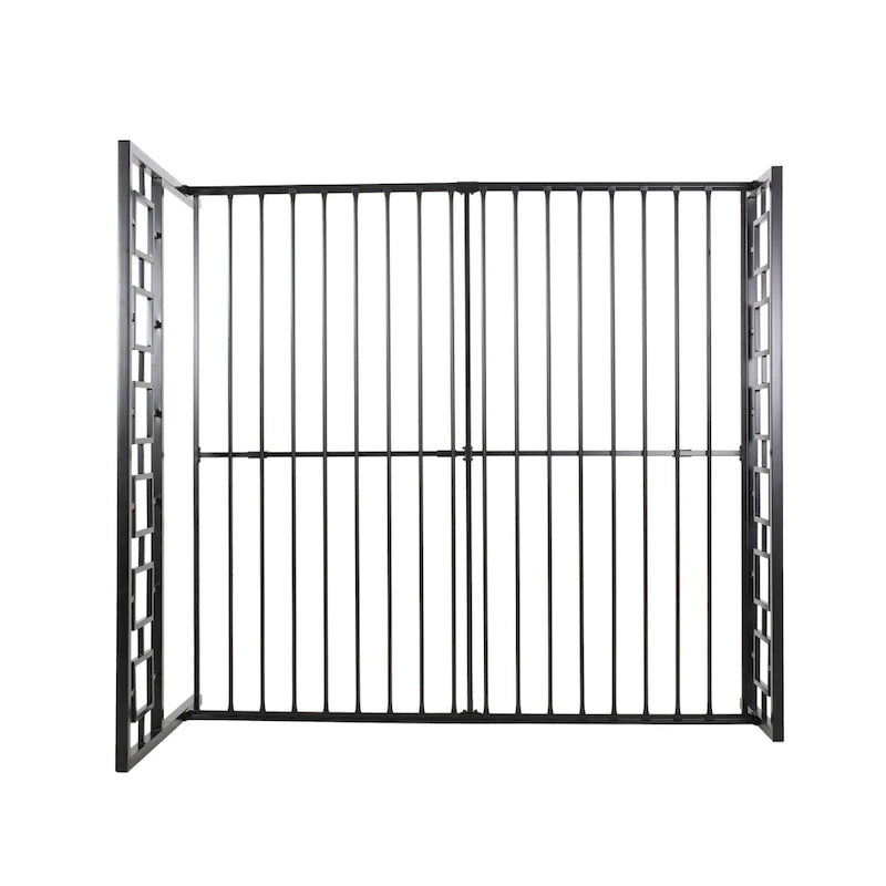 Iron King-Size Platform Bed Frame with Geometric Headboard