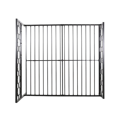 Iron King-Size Platform Bed Frame with Geometric Headboard