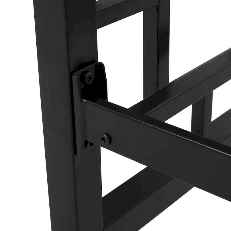Iron King-Size Platform Bed Frame with Geometric Headboard