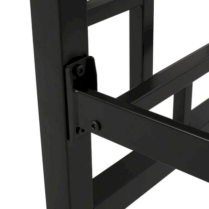 Iron King-Size Platform Bed Frame with Geometric Headboard
