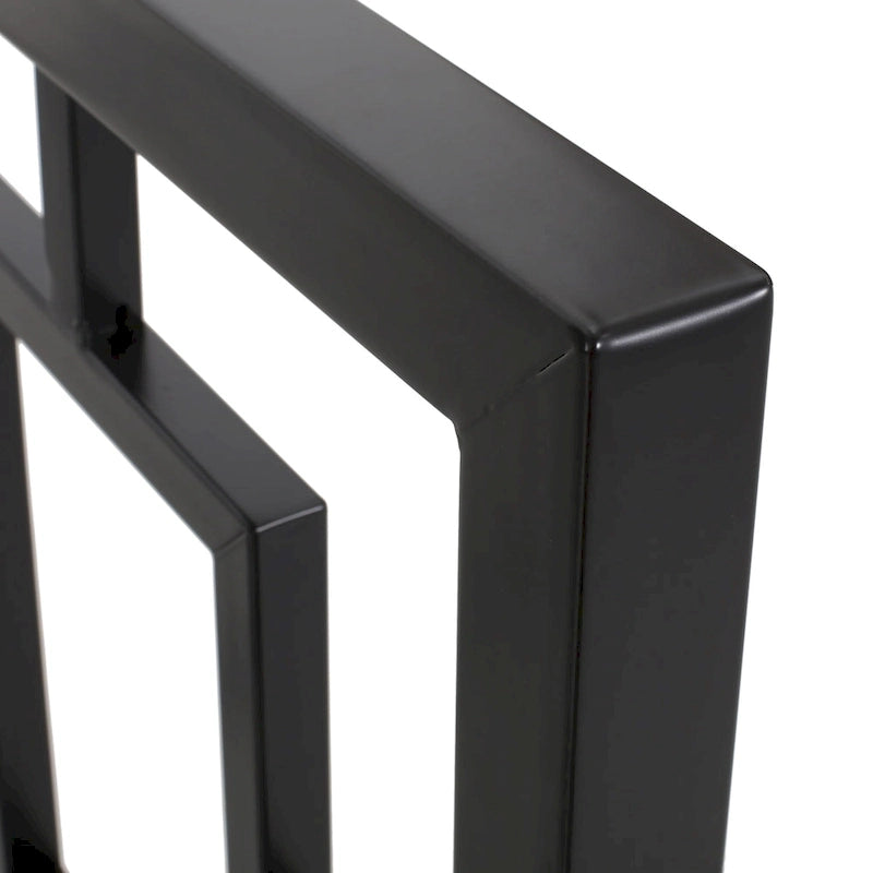Iron King-Size Platform Bed Frame with Geometric Headboard