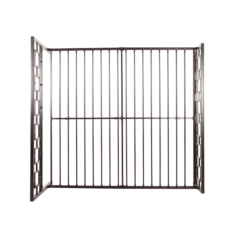 Iron King-Size Platform Bed Frame with Geometric Headboard