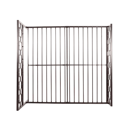 Iron King-Size Platform Bed Frame with Geometric Headboard