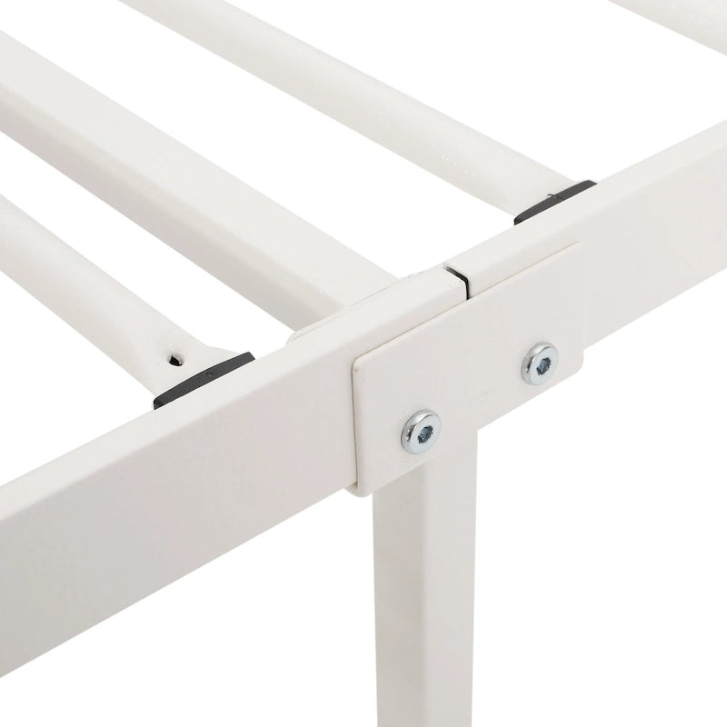 Iron King-Size Platform Bed Frame with Geometric Headboard