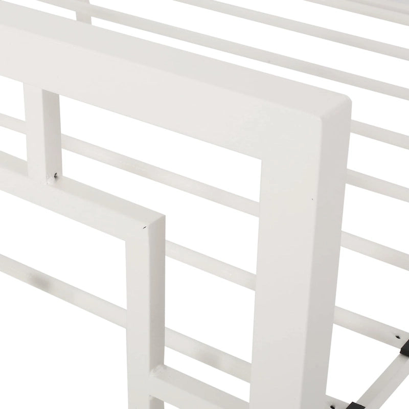 Iron King-Size Platform Bed Frame with Geometric Headboard