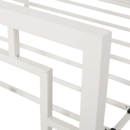 Iron King-Size Platform Bed Frame with Geometric Headboard