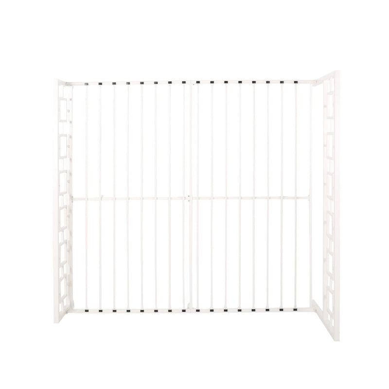 Iron King-Size Platform Bed Frame with Geometric Headboard