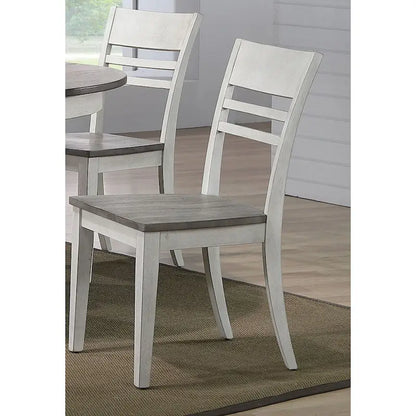 Double Transitional Pedestal Ladder Back Dinning Side chair Ash/ Stormy White 5- Piece Set