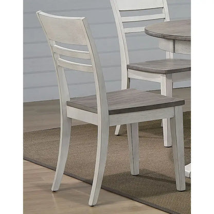 Double Transitional Pedestal Ladder Back Dinning Side chair Ash/ Stormy White 5- Piece Set