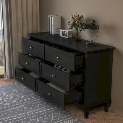 Dresser for Bedroom with Deep Drawers Wooden 6 Drawer Double Dresser