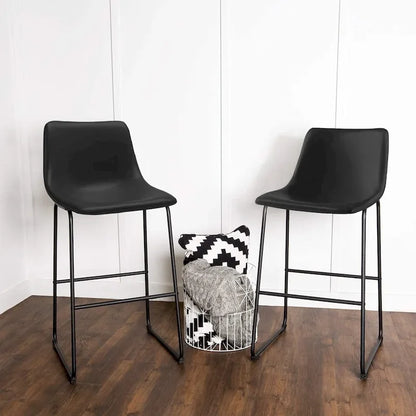 Faux Leather Counter Stool Vintage Barstools, 30 Inch, Set of 2