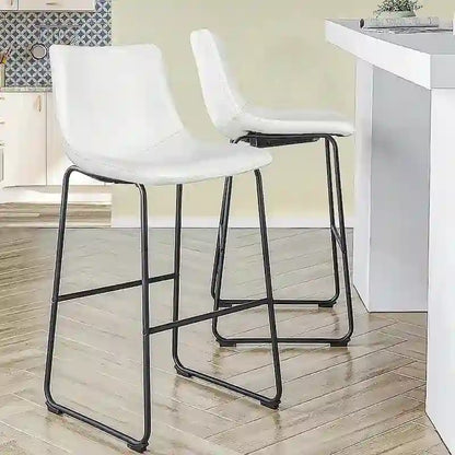 Faux Leather Counter Stool Vintage Barstools, 30 Inch, Set of 2