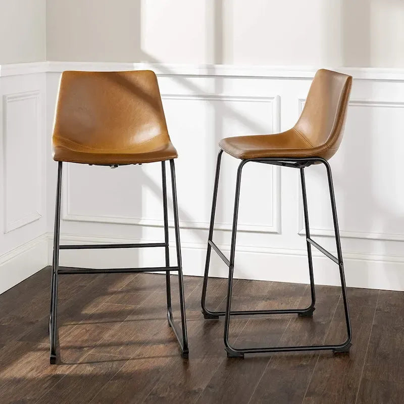  Faux Leather Counter Stool Vintage Barstools, 30 Inch, Set of 2