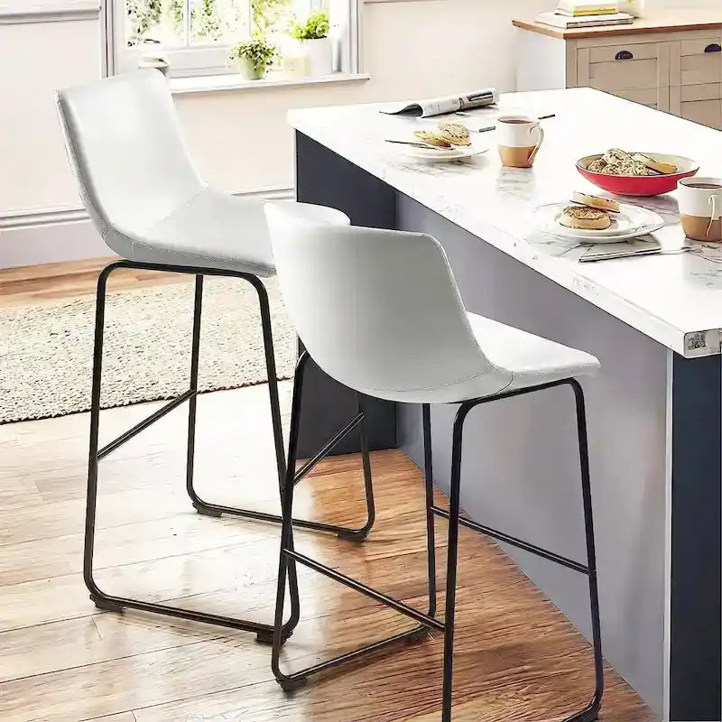 Faux Leather Counter Stool Vintage Barstools, 30 Inch, Set of 2