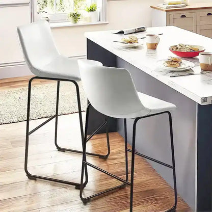 Faux Leather Counter Stool Vintage Barstools, 30 Inch, Set of 2