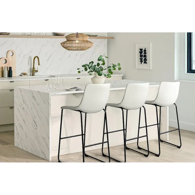 Faux Leather Counter Stool Vintage Barstools, 30 Inch, Set of 2