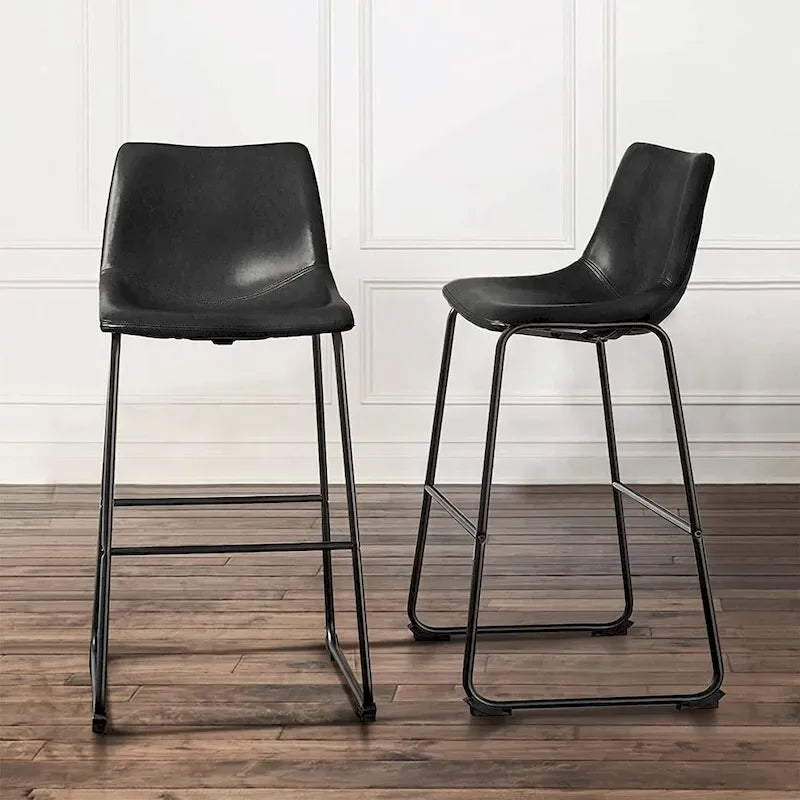 Faux Leather Counter Stool Vintage Barstools, 30 Inch, Set of 2