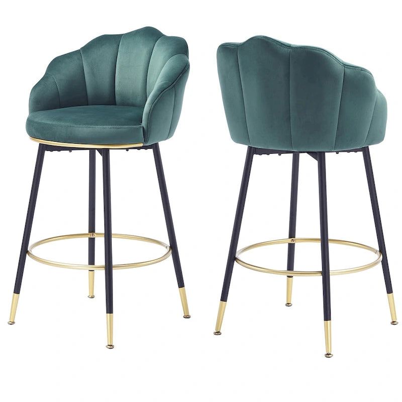 Modern Swivel Bar Stools With Backs (Set of 2) - 22.2 in. W X 21.3 in. D X 39.6 in. H