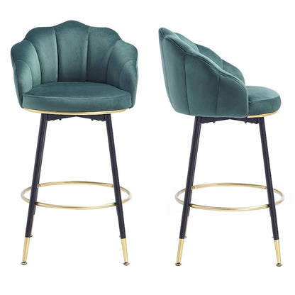 Modern Swivel Bar Stools With Backs (Set of 2) - 22.2 in. W X 21.3 in. D X 39.6 in. H