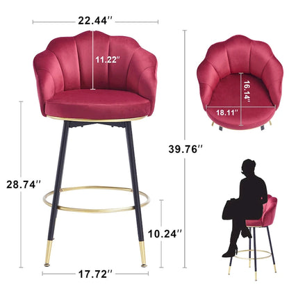 Modern Swivel Bar Stools With Backs (Set of 2) - 22.2 in. W X 21.3 in. D X 39.6 in. H