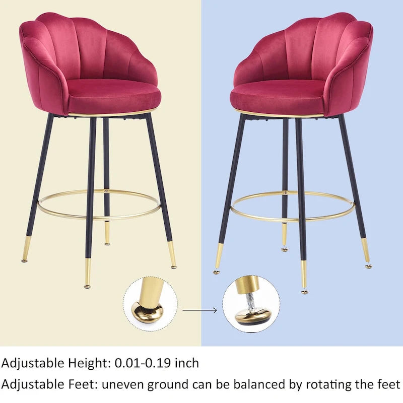Modern Swivel Bar Stools With Backs (Set of 2) - 22.2 in. W X 21.3 in. D X 39.6 in. H